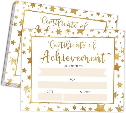 Golden Stars Award Certificate for Kids, 25 Pcs Award Certificates Training Completion, School Diplomas, Award Recognition for Graduation, Students, Employees, 8x10 Inch in Saudi Arabia