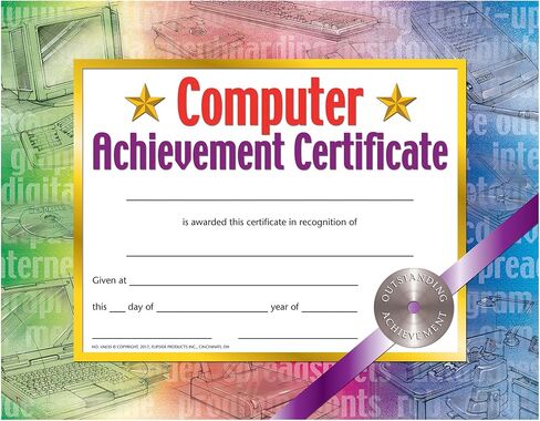 Hayes Computer Achievement Certificates, Computer Achievement Recognition for Students, Customizable Academic Awards for Computer Class, Full-Color Matte Finish, 8.5" x 11" - 30 Pack in Saudi Arabia
