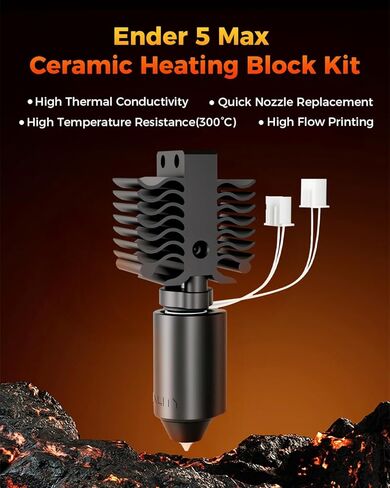 Creality Official K1C Ceramic Heating Black Kit, with Integrated Quick-Swap Nozzle, Supports 300°C High Temperature and 600mm/s High-Speed Printing 60W Fast Heating Wear-Resistant Hotend Kit in Saudi Arabia