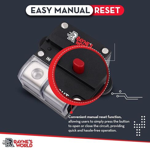 Rayne's World 250 Amp 12V-48V DC Inline Circuit Breaker with Dust Cover & Manual Reset - Great for Car Audio/Stereo Systems, Solar Power Systems, Automotive, ATV, Marine, Boat Trolling Motors in Saudi Arabia