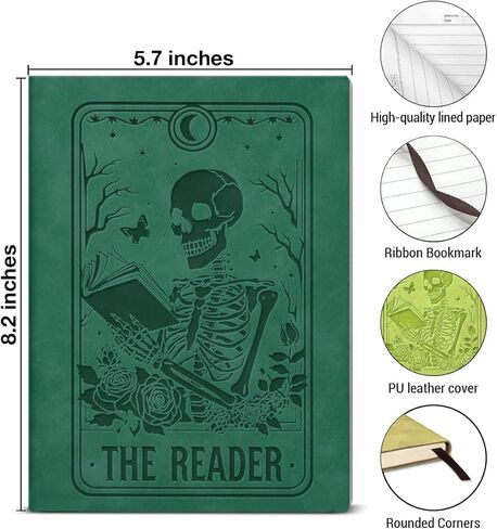 The Reader Tarot Journal Notebook - Book Lover Gifts for Women Men Friends - Bookworm Gifts - Gothic Goth Skull 160 Pages Writing Notebook in Saudi Arabia