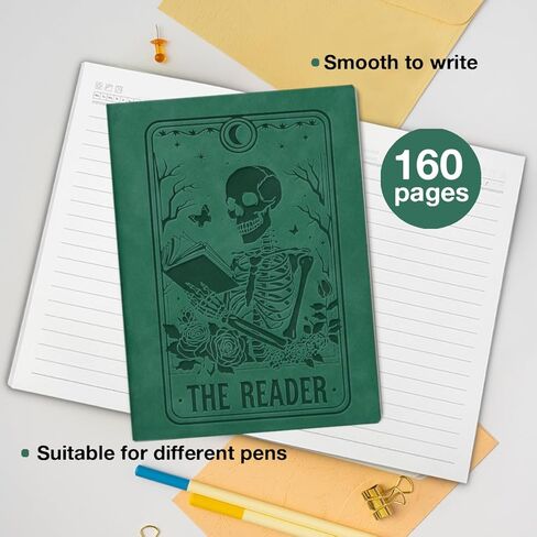 The Reader Tarot Journal Notebook - Book Lover Gifts for Women Men Friends - Bookworm Gifts - Gothic Goth Skull 160 Pages Writing Notebook in Saudi Arabia