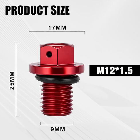 مسمار قابس تصريف الزيت المغناطيسي M12x1.5 للدراجة الترابية، مسمار وعاء زيت ألومنيوم CNC 6061 مع غسالة نحاسية مطحونة لـ CRF50F/CRF250L/XR50/XR70R/XR500/XR250R/XR400R/XR650L/CR85R/CR500/CBR600RR-أحمر in Saudi Arabia