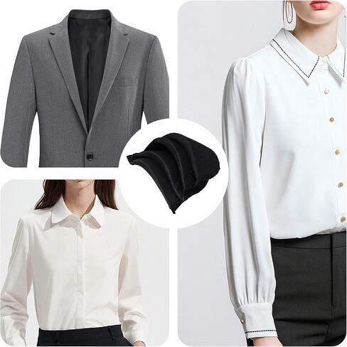 8 أزواج من وسادات الكتف الإسفنجية القابلة للتنفس من بيسون للنساء والرجال، بدلة، معطف، إكسسوارات خياطة السترة (أبيض) in Kuwait