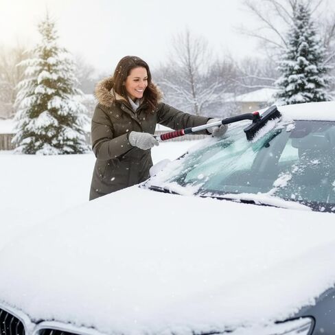 Extendable Snow Brush for Car with Ice Scrapers for Car Windshield, 180° Rotating Head, Foam Grip Handle, 3-in-1 Winter Car Tool, Snow Brush for Car, Ice Scraper for Car, Winter Essentials in Saudi Arabia