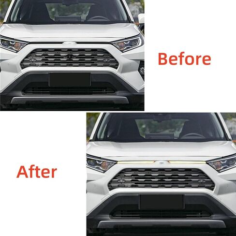 Generic لتويوتا RAV4 2019-2024 سيارة LED DRL ضوء النهار الجري الخارجي غطاء محرك السيارة الأمامي مصبغة ديكور مصباح 2 قطعة (غير مناسب للمغامرة TRD إصدار الطرق الوعرة) ، أبيض + عامر in Kuwait