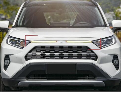 Generic لتويوتا RAV4 2019-2024 سيارة LED DRL ضوء النهار الجري الخارجي غطاء محرك السيارة الأمامي مصبغة ديكور مصباح 2 قطعة (غير مناسب للمغامرة TRD إصدار الطرق الوعرة) ، أبيض + عامر in Kuwait