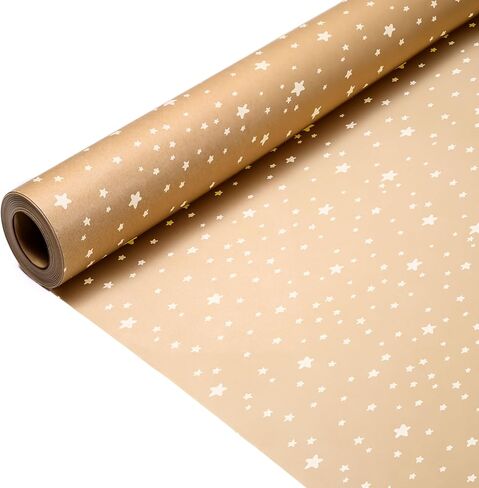 volila Brown Paper Roll 17.5 inch x 50 feet - Stars Kraft Paper Roll for Gift Wrapping Flower Boquet Craft Supplies - Brown Wrapping Paper for Moving Packing Paper in Kuwait