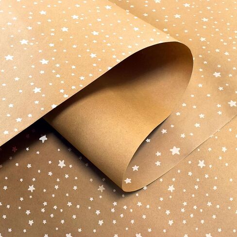 volila Brown Paper Roll 17.5 inch x 50 feet - Stars Kraft Paper Roll for Gift Wrapping Flower Boquet Craft Supplies - Brown Wrapping Paper for Moving Packing Paper in Kuwait