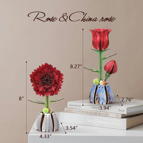 Jege 3D Flowers Wooden Puzzles for Adults,DIY Wooden 2 Flowers per Kit Building Set for Home Decor, Creative Craft Gift Toys Kits with 2 Perfume Bottles and Diffuser Sticks (Rose + Hydrangea) in Saudi Arabia