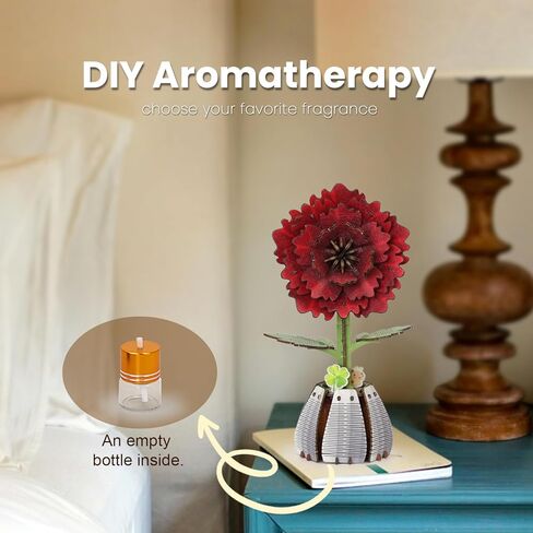 Jege 3D Flowers Wooden Puzzles for Adults,DIY Wooden 2 Flowers per Kit Building Set for Home Decor, Creative Craft Gift Toys Kits with 2 Perfume Bottles and Diffuser Sticks (Rose + Hydrangea) in Saudi Arabia