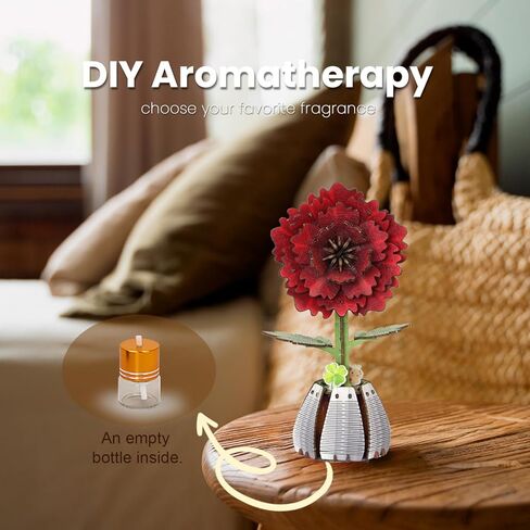 Jege 3D Flowers Wooden Puzzles for Adults,DIY Wooden 2 Flowers per Kit Building Set for Home Decor, Creative Craft Gift Toys Kits with 2 Perfume Bottles and Diffuser Sticks (Rose + Hydrangea) in Saudi Arabia