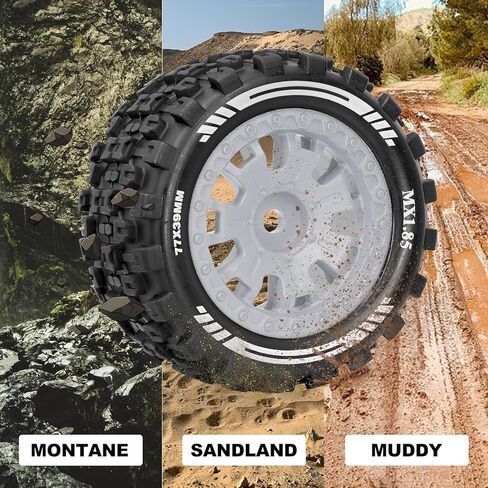 OGRC 1/18 RC Wheels and Tires 12mm Hex Tyre for ARRMA 1/18 Typhon Granite Grom (Grey) in Saudi Arabia