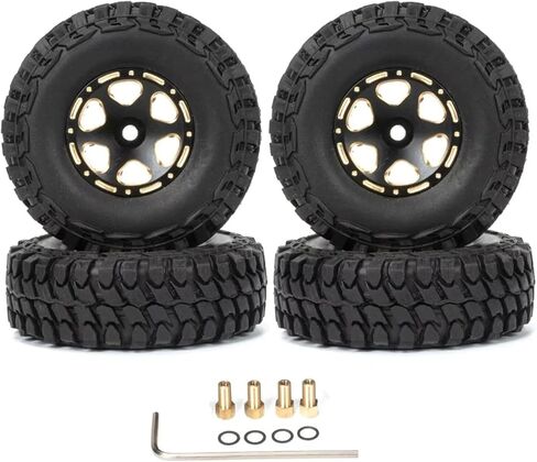 4pcs Brass 1.0 Beadlock Wheel Tires Set for Axial SCX24 AX24 TRX4M FCX24 Upgrade 1/24 1/18 RC Crawler Car in Saudi Arabia