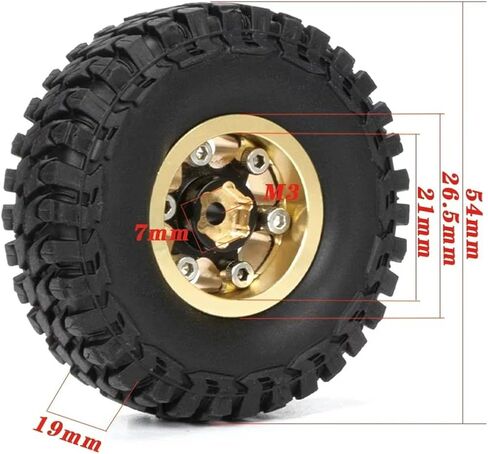 4pcs Brass 1.0 Beadlock Wheel Tires Set for Axial SCX24 AX24 TRX4M FCX24 Upgrade 1/24 1/18 RC Crawler Car in Saudi Arabia