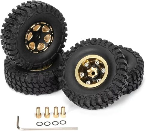 4pcs Brass 1.0 Beadlock Wheel Tires Set for Axial SCX24 AX24 TRX4M FCX24 Upgrade 1/24 1/18 RC Crawler Car in Saudi Arabia