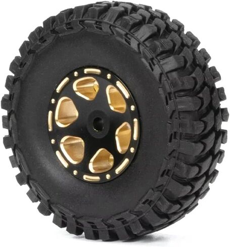 4pcs Brass 1.0 Beadlock Wheel Tires Set for Axial SCX24 AX24 TRX4M FCX24 Upgrade 1/24 1/18 RC Crawler Car in Saudi Arabia