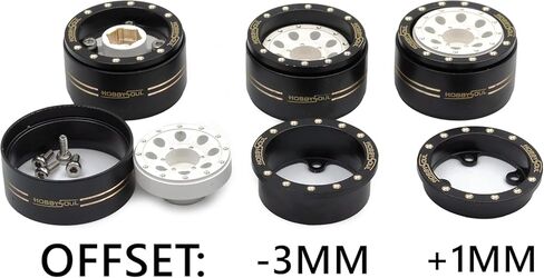 HOBBYSOUL 70mm Tall 1.0 Beadlock Wheels and Tires Set, Adjustable Offset Brass 1.0'' Wheels Rims White Black and Soft Sticky 1'' Tires for RC Crawler TRX4M SCX24 Upgrades in Saudi Arabia