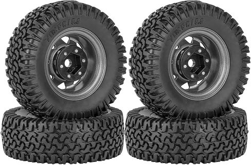 78mm RC Tyre and Wheel Set, 1.55 inch Beadlock Alloy Rim and Tire for 1:10 RC Crawler Car Tamiya CC01 CC02 LC70 MST JIMNY AX90069 D90 TF2 (A White) in Saudi Arabia