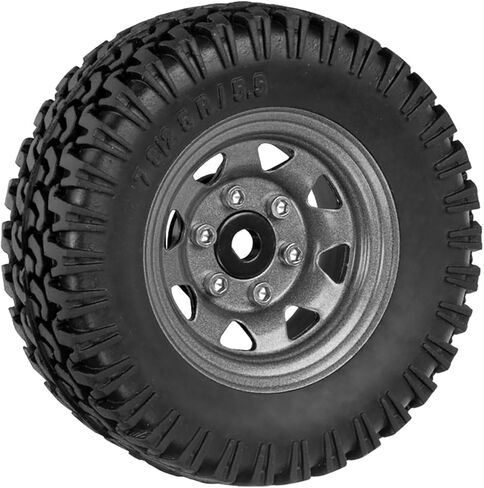 78mm RC Tyre and Wheel Set, 1.55 inch Beadlock Alloy Rim and Tire for 1:10 RC Crawler Car Tamiya CC01 CC02 LC70 MST JIMNY AX90069 D90 TF2 (A White) in Saudi Arabia