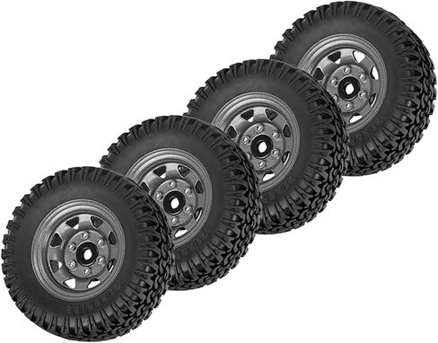 78mm RC Tyre and Wheel Set, 1.55 inch Beadlock Alloy Rim and Tire for 1:10 RC Crawler Car Tamiya CC01 CC02 LC70 MST JIMNY AX90069 D90 TF2 (A White) in Saudi Arabia