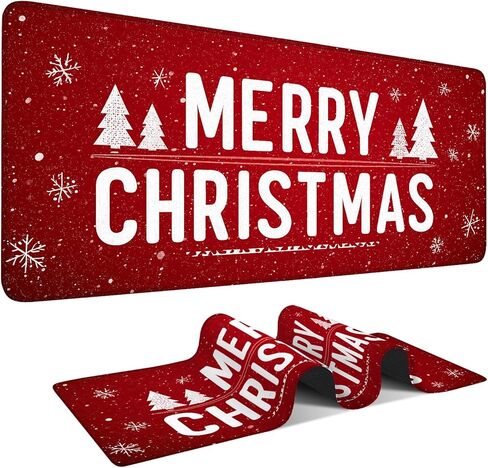 لوحة ماوس ألعاب Merry Christmas مقاس 35.4 × 15.7 بوصة، قاعدة مطاطية مضادة للانزلاق وحواف مخيطة متينة للاعبين، سطح ناعم لكتابة الماوس للمكتب/المنزل in Kuwait