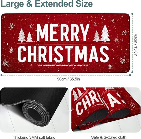 لوحة ماوس ألعاب Merry Christmas مقاس 35.4 × 15.7 بوصة، قاعدة مطاطية مضادة للانزلاق وحواف مخيطة متينة للاعبين، سطح ناعم لكتابة الماوس للمكتب/المنزل in Kuwait