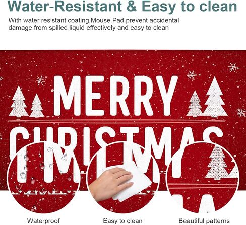 لوحة ماوس ألعاب Merry Christmas مقاس 35.4 × 15.7 بوصة، قاعدة مطاطية مضادة للانزلاق وحواف مخيطة متينة للاعبين، سطح ناعم لكتابة الماوس للمكتب/المنزل in Kuwait