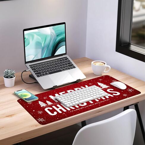 لوحة ماوس ألعاب Merry Christmas مقاس 35.4 × 15.7 بوصة، قاعدة مطاطية مضادة للانزلاق وحواف مخيطة متينة للاعبين، سطح ناعم لكتابة الماوس للمكتب/المنزل in Kuwait