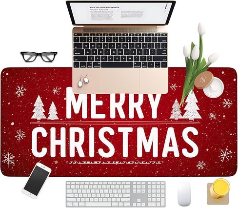 لوحة ماوس ألعاب Merry Christmas مقاس 35.4 × 15.7 بوصة، قاعدة مطاطية مضادة للانزلاق وحواف مخيطة متينة للاعبين، سطح ناعم لكتابة الماوس للمكتب/المنزل in Kuwait