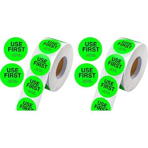 1000 Pcs Use First Stickers Day Food Labels 1.5 Inch Circle Removable Dots Food Labels Waterproof Fluorescent Adhesive Stickers for Kitchen Restaurant Containers,Trilingual,Green in Kuwait