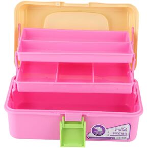 Ymiko Art Student Storage Box 3 Layer Plastic Organizer with Folding Design Wide Bite Snap for Pencils Brushes Paints Drawing Materials (561 Large Size White Blue) in Saudi Arabia