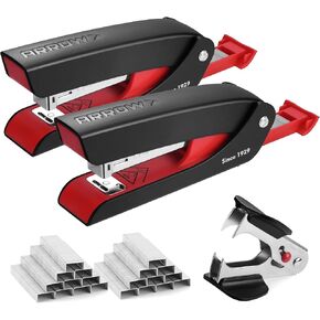 مجموعة دباسة مكتب السهم، دباسة مكتب معدنية سعة 25 ورقة مع 2100 دباسة ومزيل دبابيس، تصميم نصف شريط وقاعدة غير قابلة للانزلاق، مساحة تخزين أساسية للفصل الدراسي والمكتب والمنزل in Kuwait