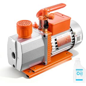مضخة فراغ VEVOR، 7 CFM 3/4 HP، مضخة فراغ تيار متردد دوارة ذات مرحلتين HVAC، لR134a R22 R410a R1234YF R32، محرك 4 أقطاب، لصيانة مكيف الهواء للسيارات، تفريغ الراتنج، الزيت متضمن in Kuwait