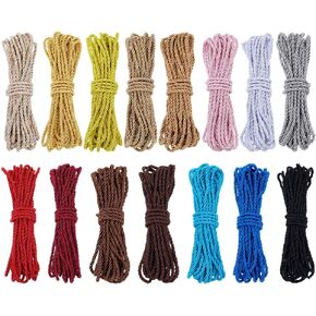 PH PandaHall 82 Yards Twisted Satin Cord 3mm Twisted Trim Cord Rope, 15 Colors 3-Ply Polyester Braided Decorative Cords Rope for Sewing Curtain Christmas Halloween Garland Handbags Handles in Saudi Arabia