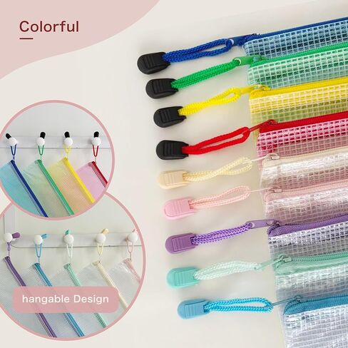 28pcs Mesh Zipper Pouch File Bags, A4 Letter Size Zipper Bags for Organizing Storage, Waterproof Document Zipper Pouches for School, Puzzle, Board Games and Office Supplies in Saudi Arabia
