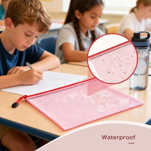 28pcs Mesh Zipper Pouch File Bags, A4 Letter Size Zipper Bags for Organizing Storage, Waterproof Document Zipper Pouches for School, Puzzle, Board Games and Office Supplies in Saudi Arabia