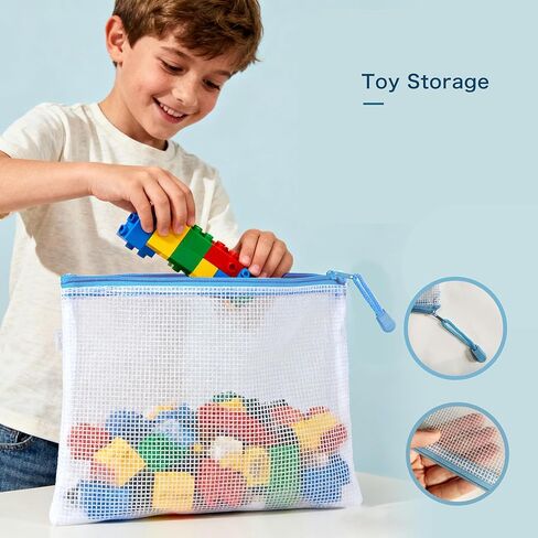 28pcs Mesh Zipper Pouch File Bags, A4 Letter Size Zipper Bags for Organizing Storage, Waterproof Document Zipper Pouches for School, Puzzle, Board Games and Office Supplies in Saudi Arabia