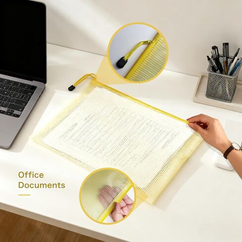 28pcs Mesh Zipper Pouch File Bags, A4 Letter Size Zipper Bags for Organizing Storage, Waterproof Document Zipper Pouches for School, Puzzle, Board Games and Office Supplies in Saudi Arabia