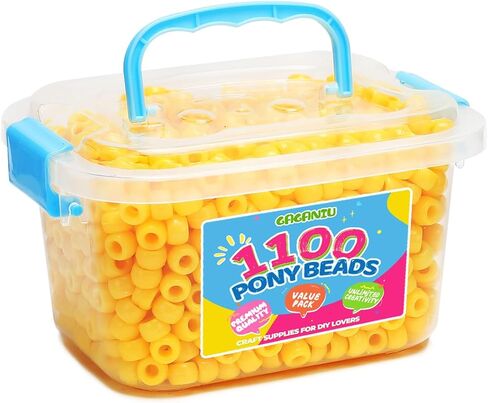 Pony Beads 1100+ Pcs – Multicolor Plastic Kandi Friendship Beads in Jar for Bracelets, Hair Braids, Jewelry Making & DIY Crafts in Saudi Arabia