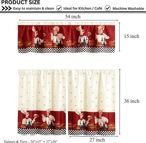 MarCielo 3 Piece Printed Floral Kitchen/Cafe Curtain with Swag and Tier Window Curtain Set, White, Sunflower in Saudi Arabia