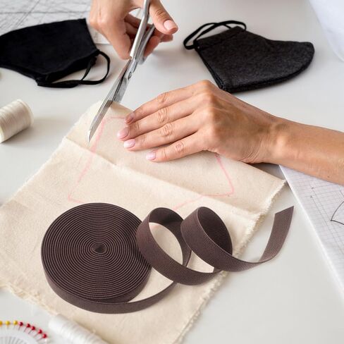 1 Inch 5-Yard Brown Elastic for Sewing, Double-Side Elastic Bands Twill Waistband Elastics Stretch High Elasticity Elastics Spool for Sewing Pants Waistband DIY Craft Projects in Saudi Arabia