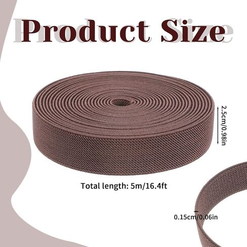 1 Inch 5-Yard Brown Elastic for Sewing, Double-Side Elastic Bands Twill Waistband Elastics Stretch High Elasticity Elastics Spool for Sewing Pants Waistband DIY Craft Projects in Saudi Arabia