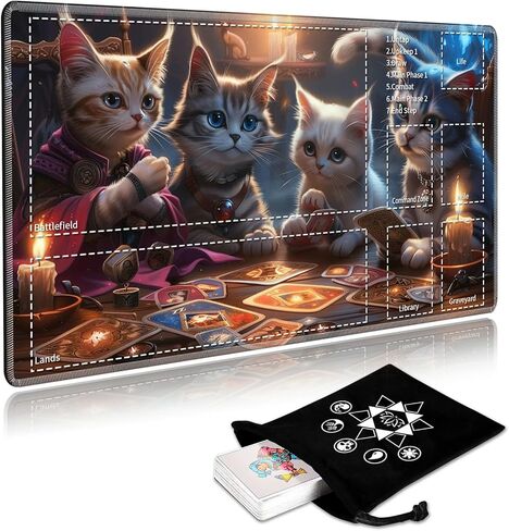 بساط اللعب MTG مع مناطق اللعب وحقيبة تخزين البطاقات، بساط اللعب Magic The Gathering مقاس 24 × 14 بوصة، سطح أملس، قاعدة مطاطية غير قابلة للانزلاق، حافة مخيطة، تنين أسود-2 in Kuwait