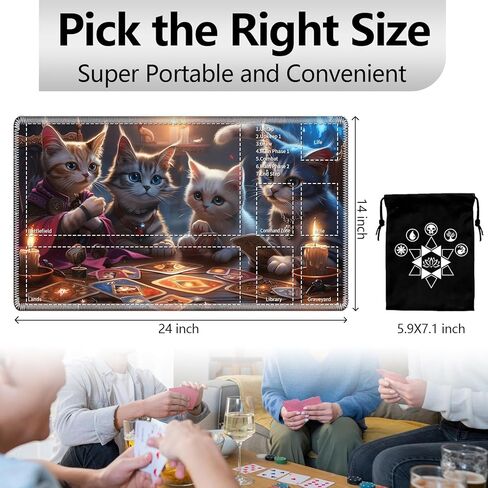 بساط اللعب MTG مع مناطق اللعب وحقيبة تخزين البطاقات، بساط اللعب Magic The Gathering مقاس 24 × 14 بوصة، سطح أملس، قاعدة مطاطية غير قابلة للانزلاق، حافة مخيطة، تنين أسود-2 in Kuwait