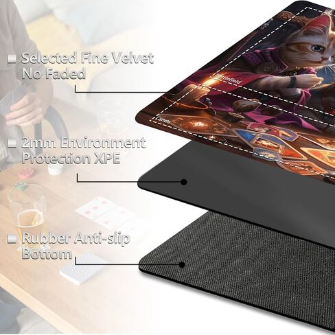 بساط اللعب MTG مع مناطق اللعب وحقيبة تخزين البطاقات، بساط اللعب Magic The Gathering مقاس 24 × 14 بوصة، سطح أملس، قاعدة مطاطية غير قابلة للانزلاق، حافة مخيطة، تنين أسود-2 in Kuwait