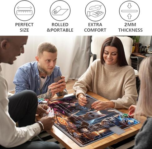 بساط اللعب MTG مع مناطق اللعب وحقيبة تخزين البطاقات، بساط اللعب Magic The Gathering مقاس 24 × 14 بوصة، سطح أملس، قاعدة مطاطية غير قابلة للانزلاق، حافة مخيطة، تنين أسود-2 in Kuwait