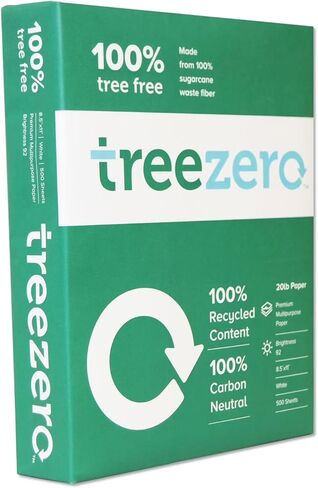 Tree Free 8.5 x 11" Copy Paper 100% Recycled Sugarcane Waste Fiber, Jam Free, Acid Free, 92 Bright, Eco Friendly Multipurpose Printer Paper (Ream/500 sheets) (1 Ream/500 Sheets) in Saudi Arabia