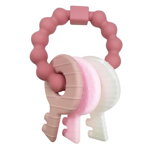 حلقة تسنين من السيليكون من YAPROMO للأطفال، لعبة تسنين لطيفة بمفاتيح للجنسين، لعبة تسنين للأطفال الأولاد والبنات (وردي) in Kuwait