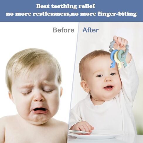 حلقة تسنين من السيليكون من YAPROMO للأطفال، لعبة تسنين لطيفة بمفاتيح للجنسين، لعبة تسنين للأطفال الأولاد والبنات (وردي) in Kuwait